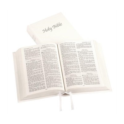 Anglais, Bible King James Version, KJV, rigide, blanche, tranche argent