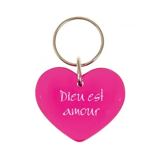 Porte-clés cœur rouge « Dieu est amour »