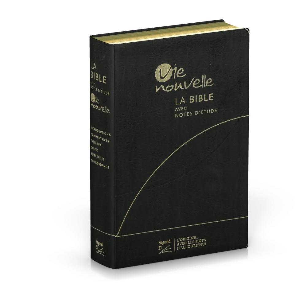 Bible d'étude Vie nouvelle, Segond 21, noire - couverture souple, fibrocuir,tranches or