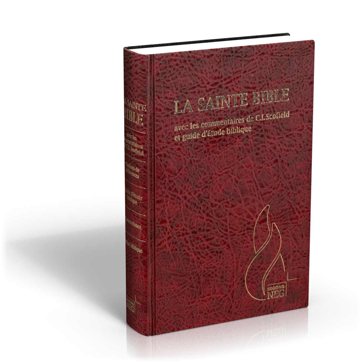Bible d'étude Segond NEG Scofield, grenat - couverture rigide, similicuir