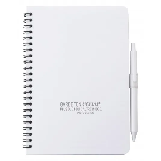 Carnet de notes blanc - Surface antibactérienne et stylo