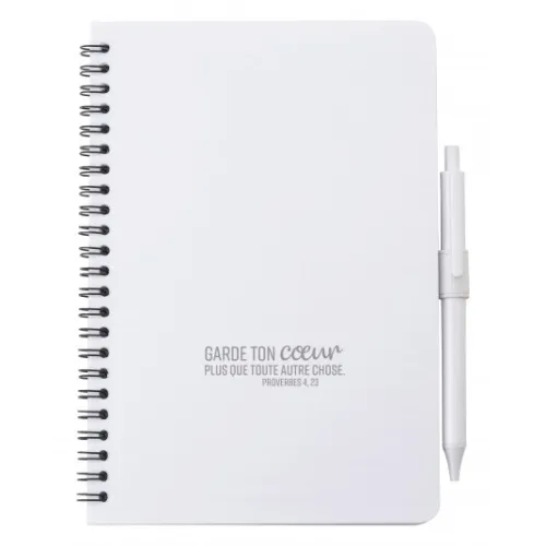 Carnet de notes blanc - Surface antibactérienne et stylo
