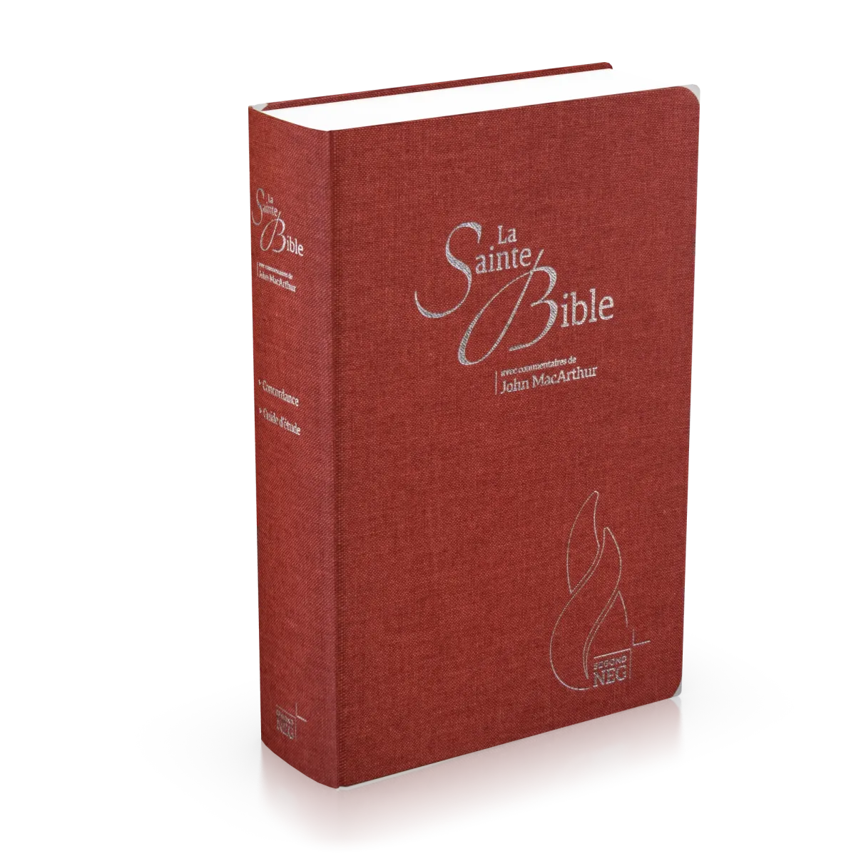 Bible d'étude Segond NEG MacArthur - couverture semi-rigide, toile couleur carmin