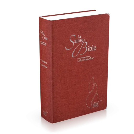 Bible d'étude Segond NEG MacArthur - couverture semi-rigide, toile couleur carmin