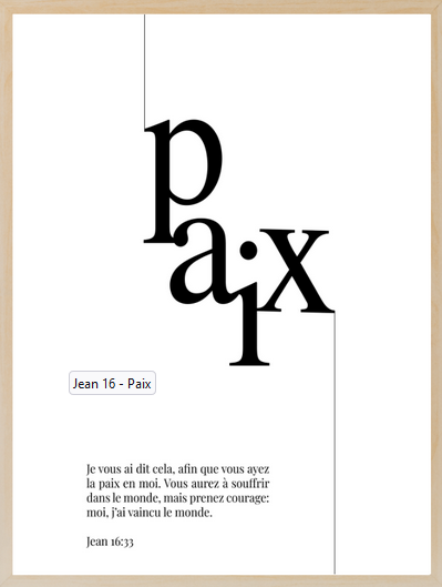 Cadre  Paix Jean 16.33 30x40